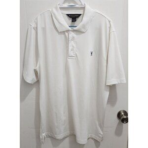 Brooks Brothers White Short Sleeve Stretch Polo Shirt Size Large Polyester Blend